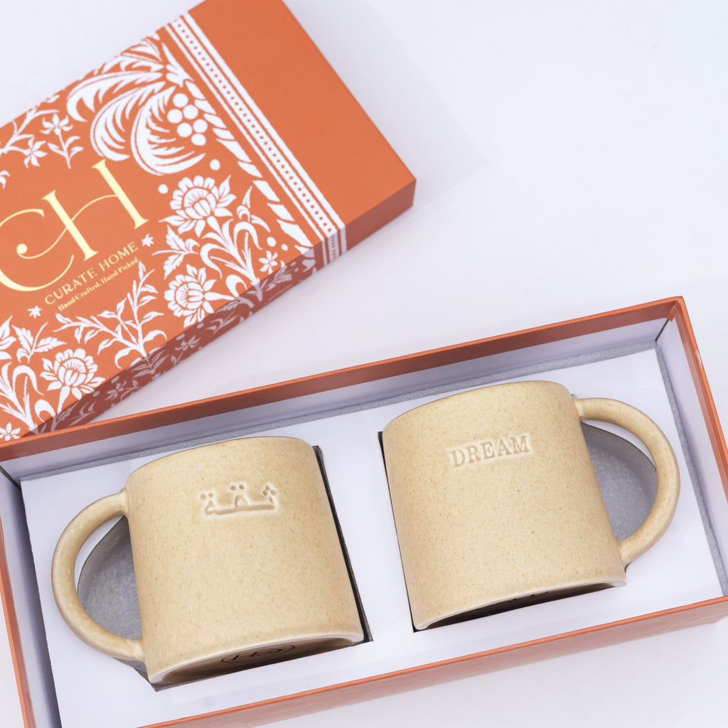 Helm/Dream and Siqa/Trust Large Ceramic Coffee Mugs - Set of 2