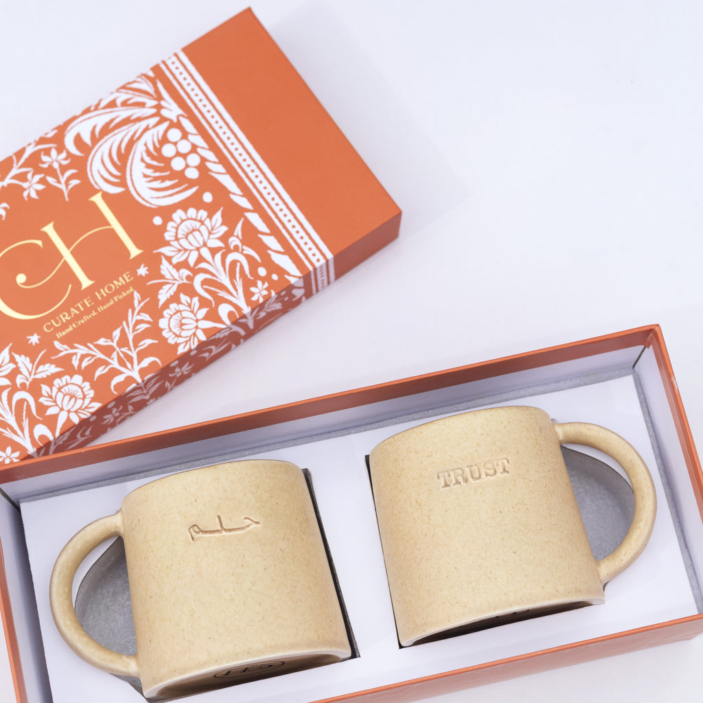Helm/Dream and Siqa/Trust Large Ceramic Coffee Mugs - Set of 2