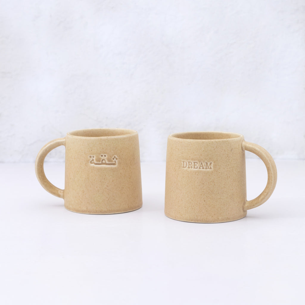 Helm/Dream and Siqa/Trust Large Ceramic Coffee Mugs - Set of 2