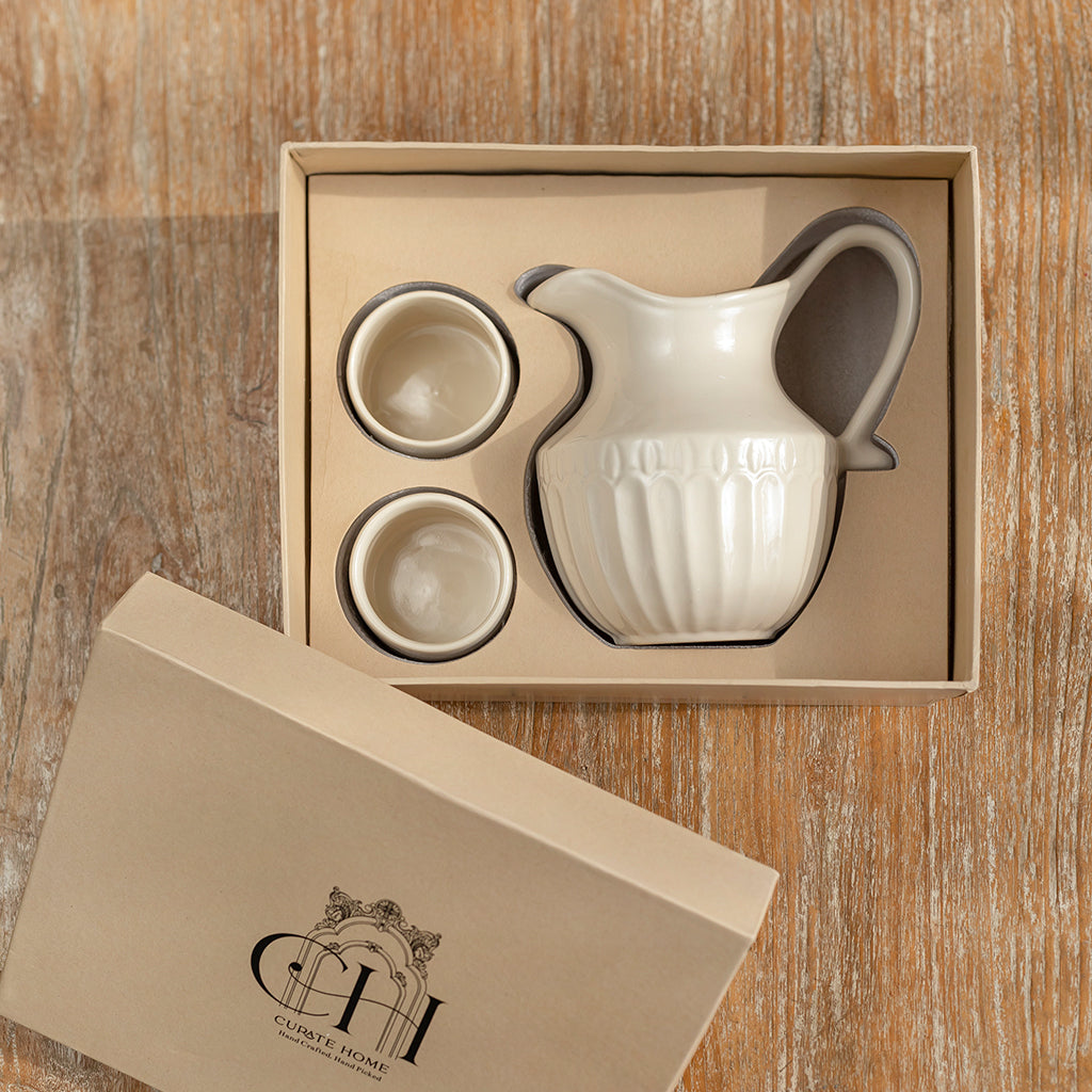 Almas Jug with 2 Ceramic Glasses Set
