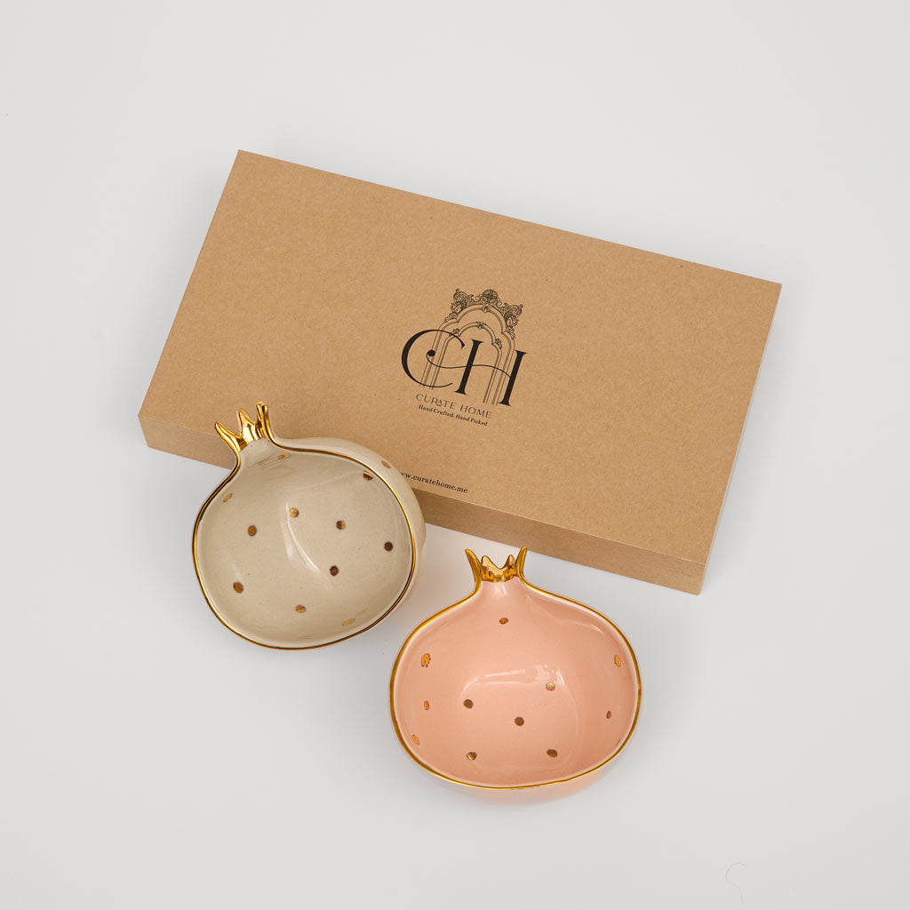 رمان - مجموعة من قطعتين (وردي + كريمي)