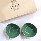 Pomegranate Shaped Ceramic Bowls Green– Gift Set of 2