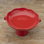 Red Ceramic Pedestal Fruit Bowl