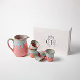 Rouge Jug And 4 Rouge Glasses Set