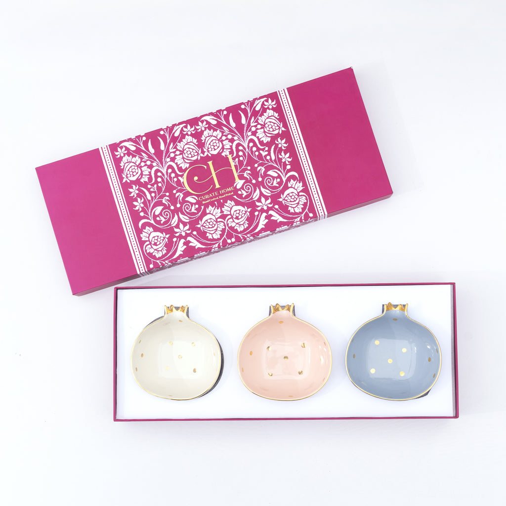 رمان - مجموعة من 3 قطع - وردي، رمادي، وكريمي