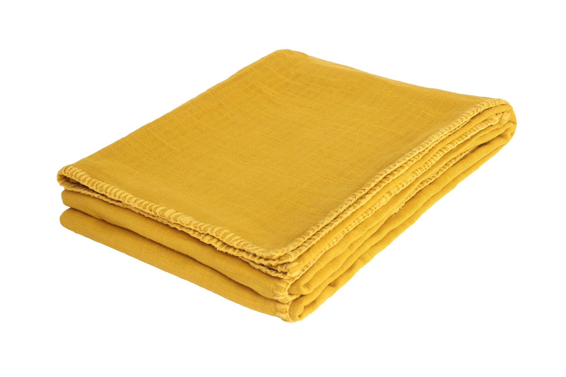 Distressed Cotton Blanket- Mustard