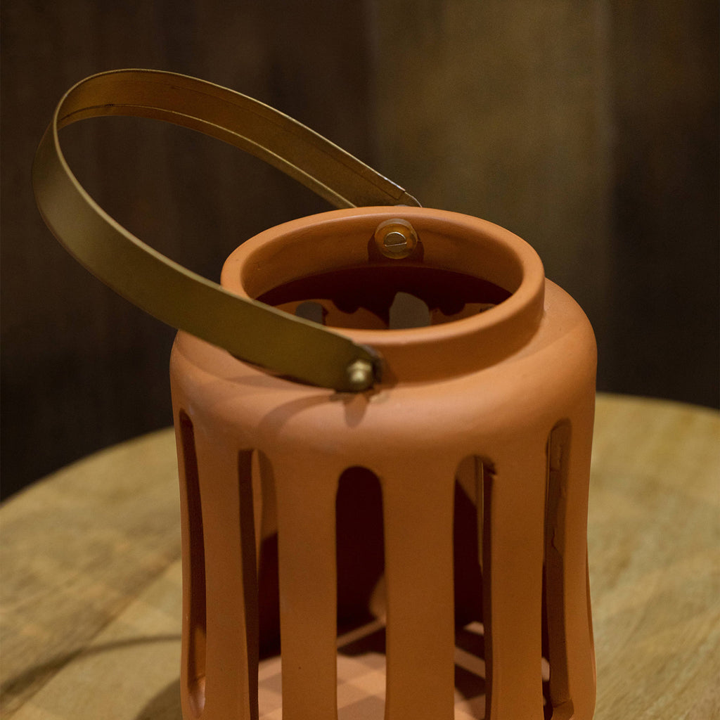 Lupa Terracotta Round Lantern - Large