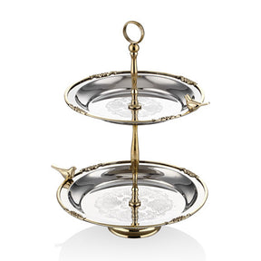 Silver and Brass Two Tier Cake Stand